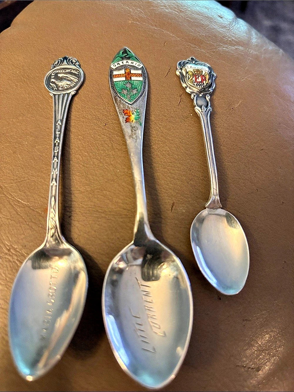 BMCo Vintage Sterling Silver Enamel Souvenir Spoons Set of 3